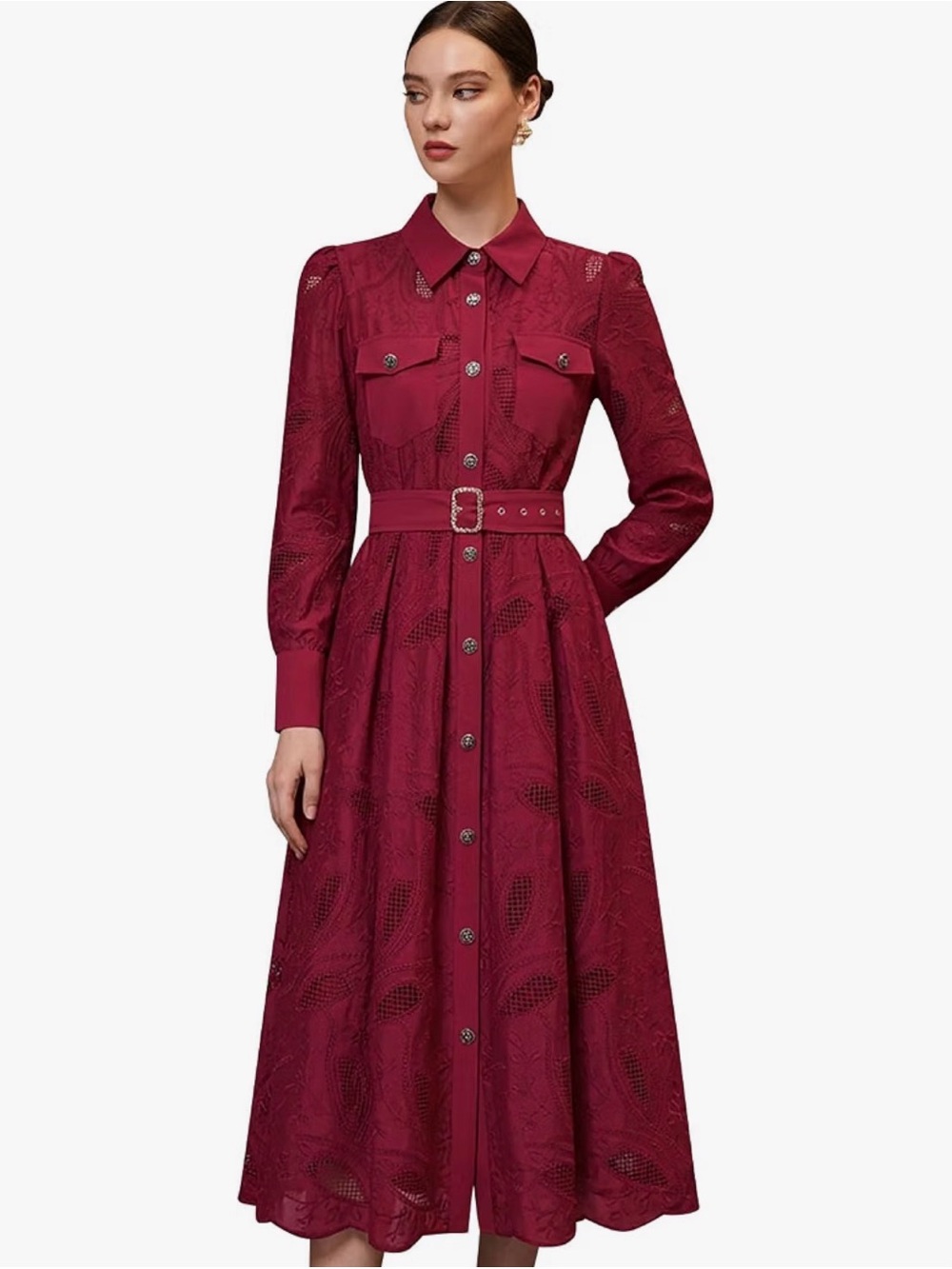 NWT Chicwish Burgundy Floral Lace Dress